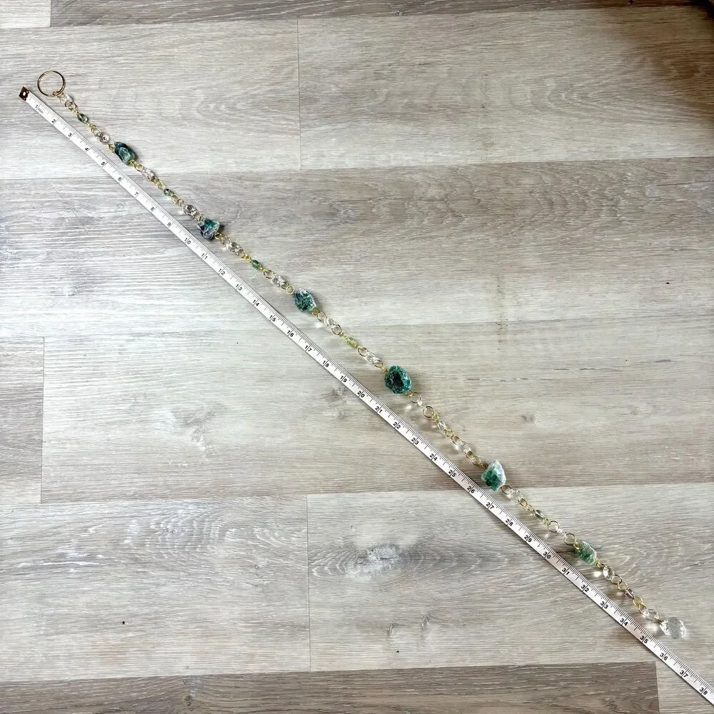 Raw Fluorite and Fluorite Bead Gemstone Wall Hanging